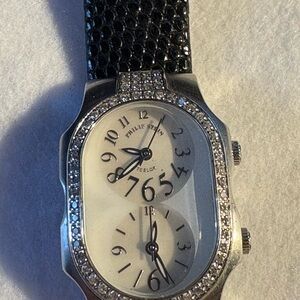 Philip Stein Silver and Black Women's Jewelry Watch